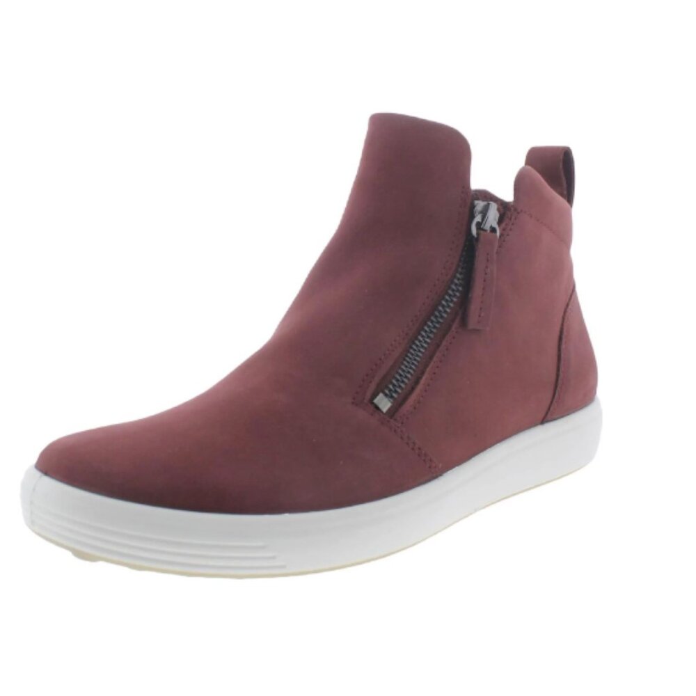 Ecco Soft 7 Zip Bootie in Dark Brick Red EU 40